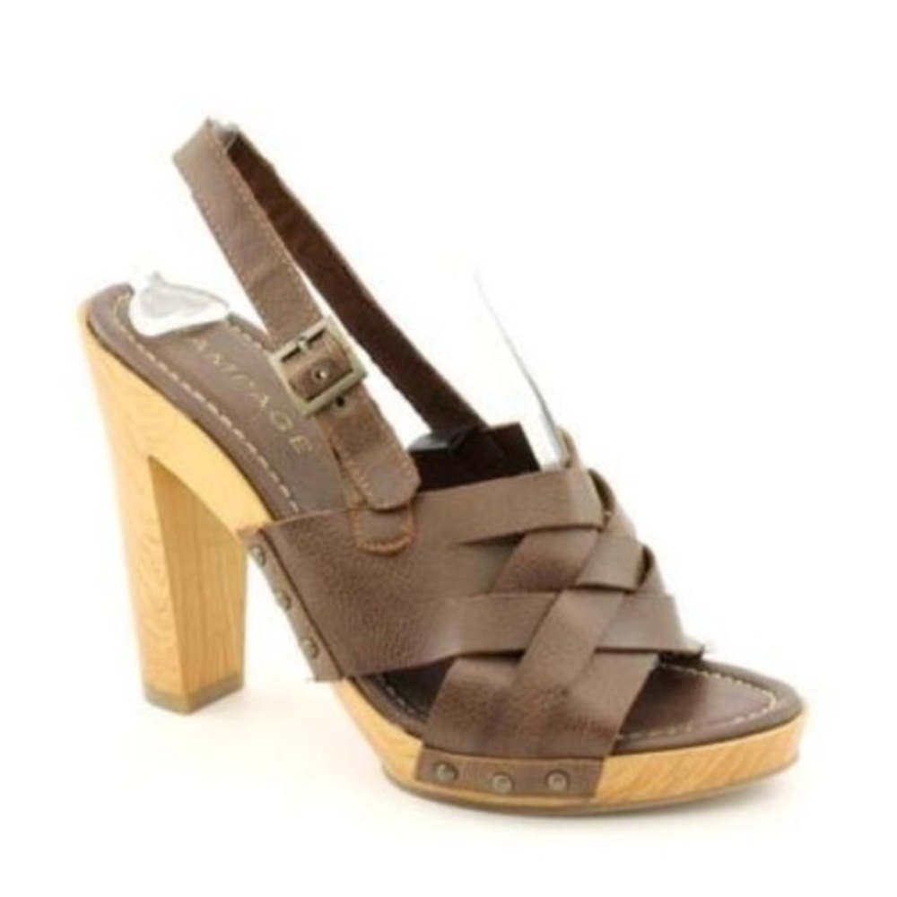 Rampage Brown “Maribelle” Open Toe Platform Heels